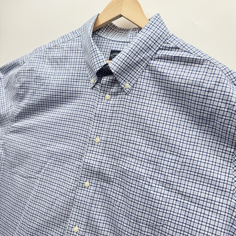 Brooks Brothers Mens 3XL Non Iron Supima Cotton Button Down Collared Check Shirt